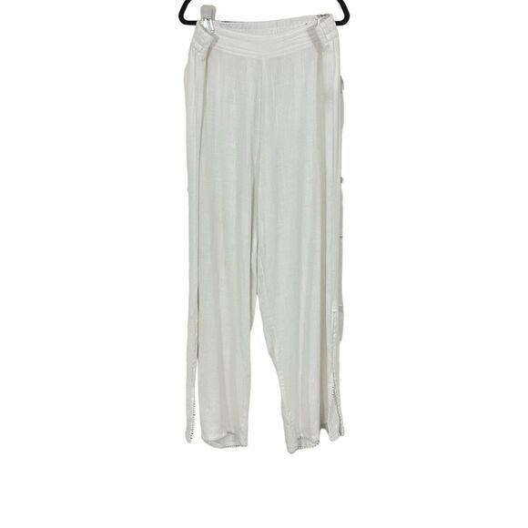 Soft Surroundings Womens Size 1X White Linen Blend Pull On Split Hem Pants - Picture 1 of 5